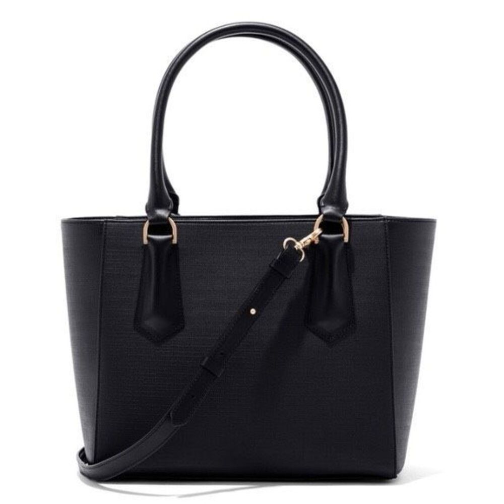 Dagne Dover Signature Laptop Leather Travel Tote Coated Canvas Black